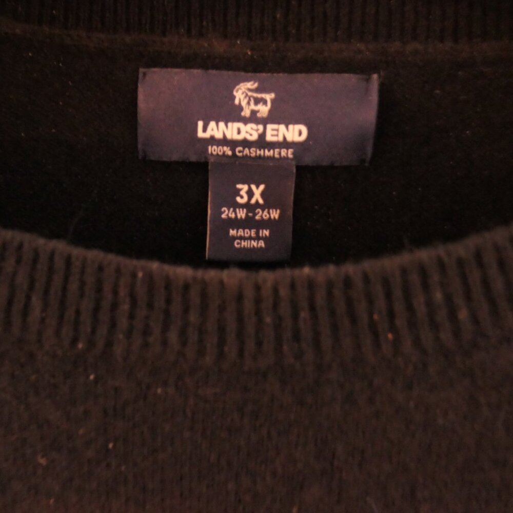Lands’ End 100% Cashmere Crew Neck Sweater Black Plus Size 3X - Picture 2 of 6